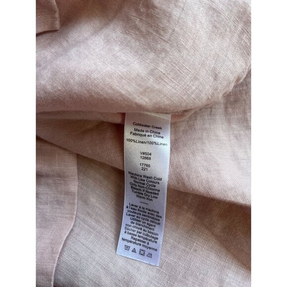 Coldwater Creek Mens Linen Button-Down Shirt Size M Light Pink - Picture 4 of 5